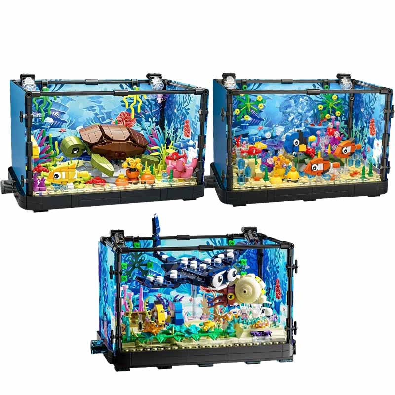 Aquarium Fish Names - 조명이 포함된 어항 빌딩 블록 세트,