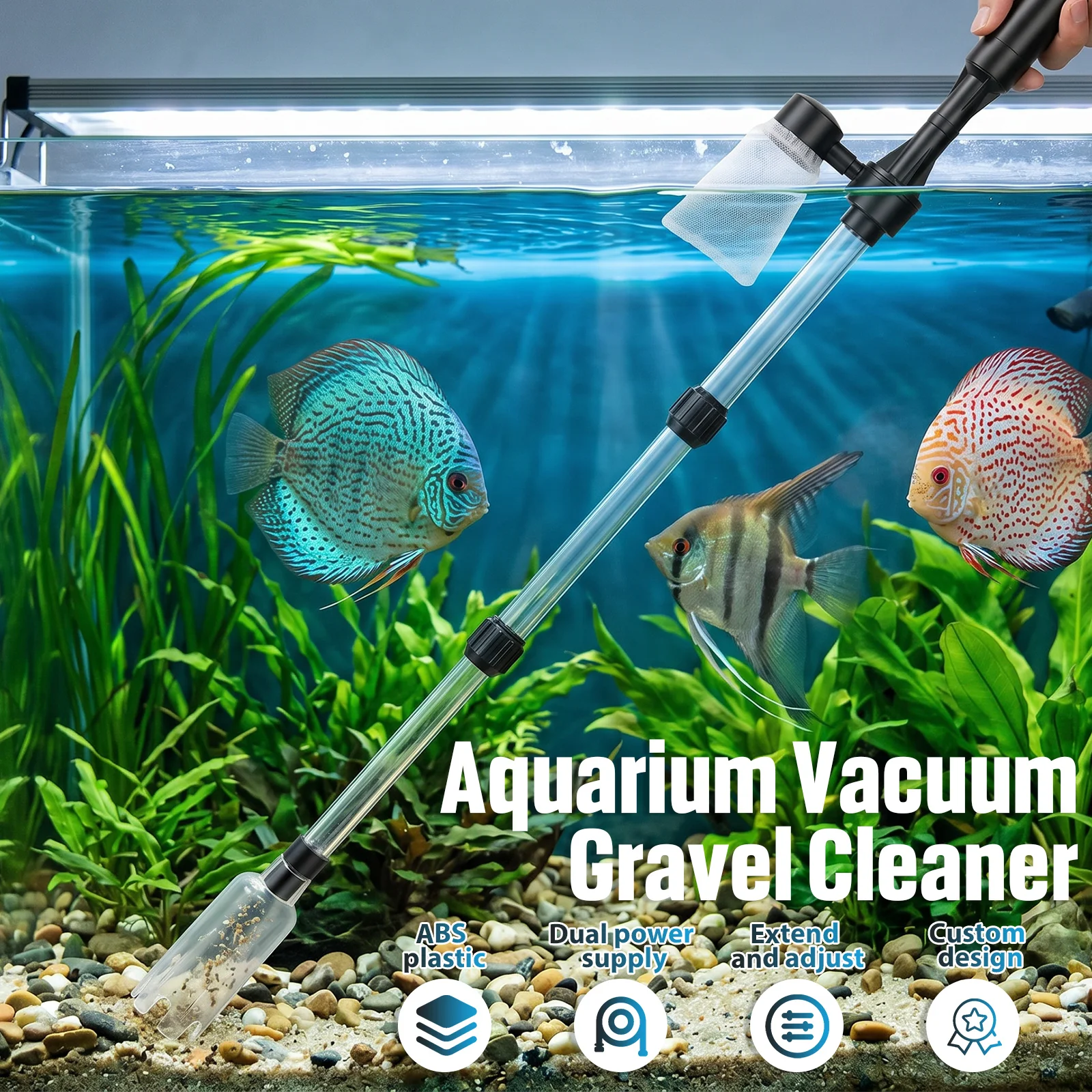 수족관 진공 자갈 청소기 3 in 1 어항 진공청소기  - Aquarium Fish Waste Collector 리뷰 및 가격