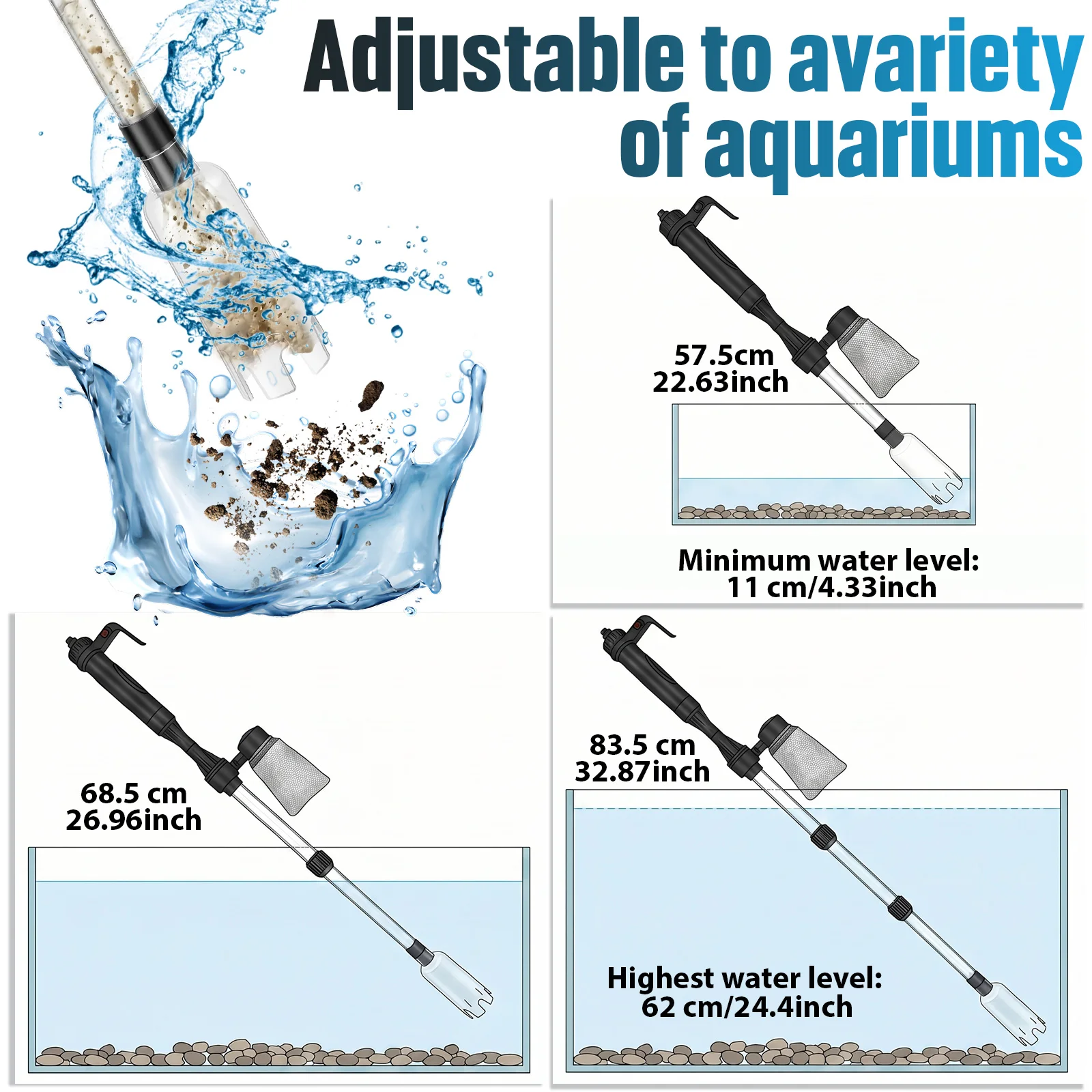 수족관 진공 자갈 청소기 3 in 1 어항 진공청소기  - Aquarium Fish Waste Collector 리뷰 및 가격