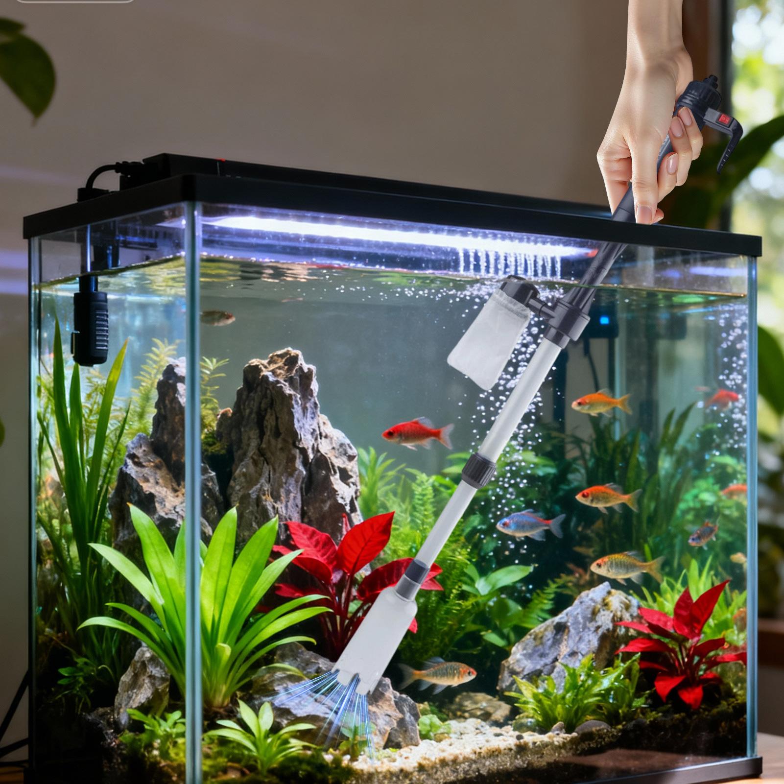 수족관 진공 자갈 청소기 조정 가능한 텔레스코픽 USB - Aquarium Fish Maintenance 리뷰 및 가격