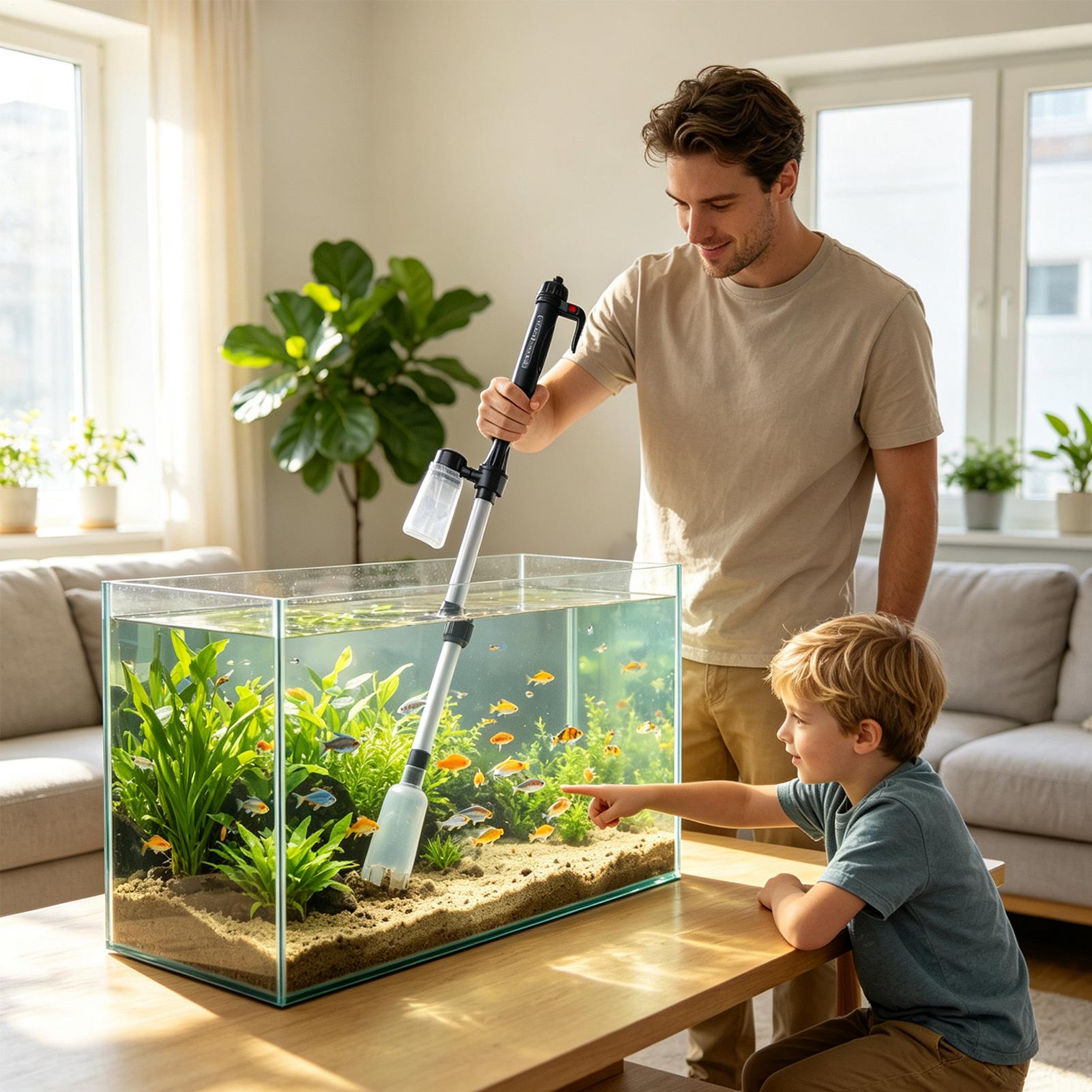 수족관 진공 자갈 청소기 조정 가능한 텔레스코픽 USB - Aquarium Fish Maintenance 리뷰 및 가격