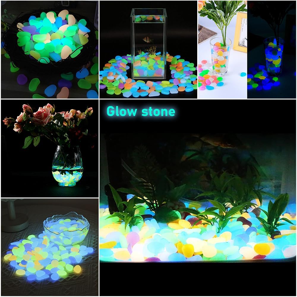 500개의 다양한 색상의 야광 자갈, 야광석, 빛나는  - Aquarium Decoration Rock 리뷰 및 가격