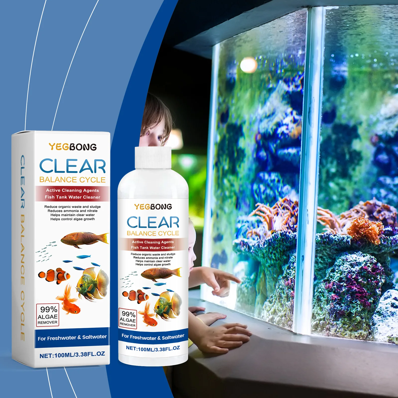 수조용 조류 제거제, 더러운 물을 투명하게 하고 폐기물 - Aquarium Fish Waste Collector 리뷰 및 가격