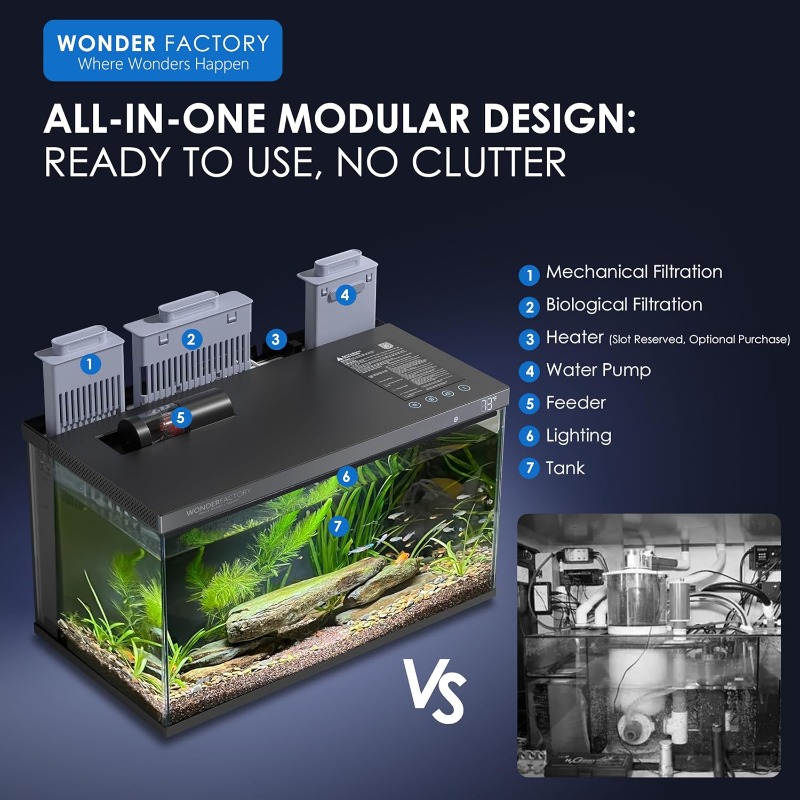 스마트 어항, 유리 어항, 자가 세척 필터, 듀얼 컬러 - Aquarium Fish Feeder Automatic 리뷰 및 가격